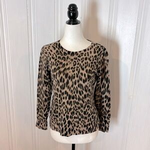 LORD & TAYLOR extra fine merino wool leopard sweeter